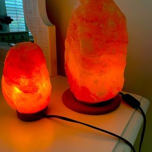 Himalayan salt lamps, set. One jumbo, one medium. Excellent condition.